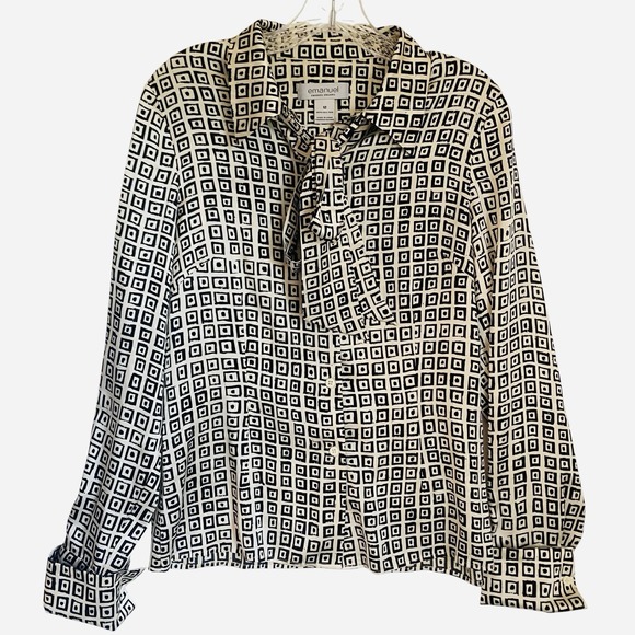 Emmanuel Ungaro Tops - Vintage Emmanuel Ungaro Silk Blouse L Tie Abstract Geometrical Classic Office